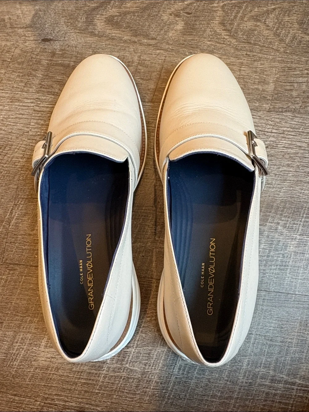 Cole Haan Women's GrandEvolution Slip On Shoes Women’s 8.5 Ivory Leather Loafers